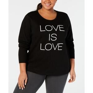 Ideology Womens Plus Size Graphic V Back Top Size 1X